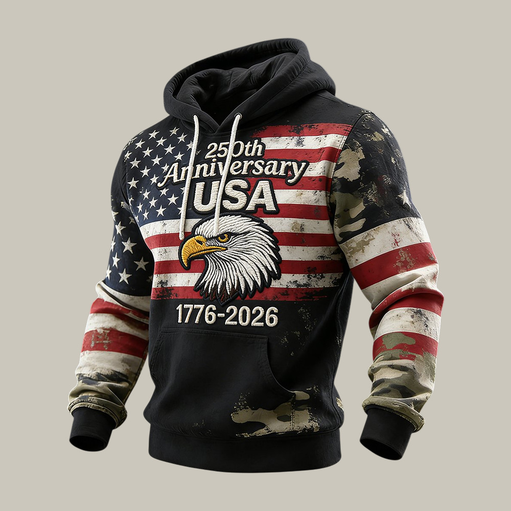 Retro American 250th Anniversary 1776 2026 Eagle Hoodie America's Birthday Clothing