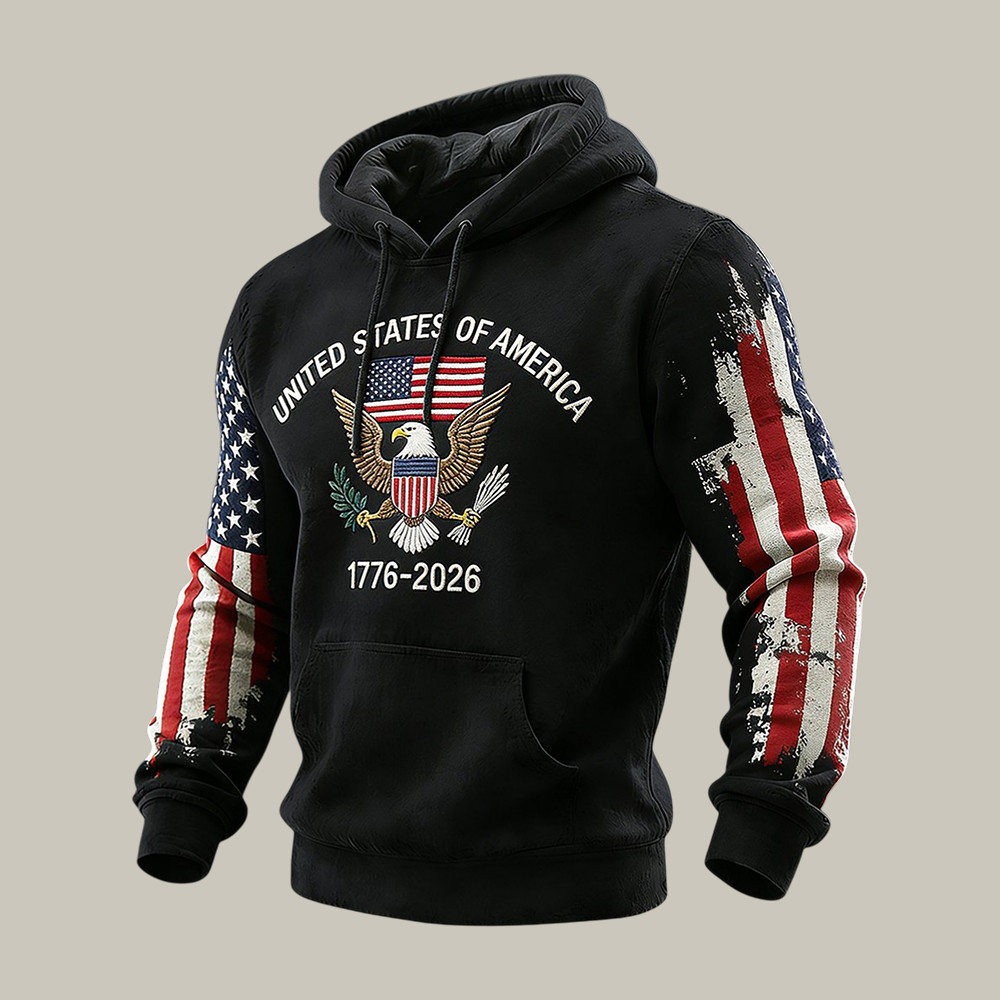 Retro American 250th Anniversary 1776 2026 Hoodie Fourth Of July Apparel Independence Day Gift