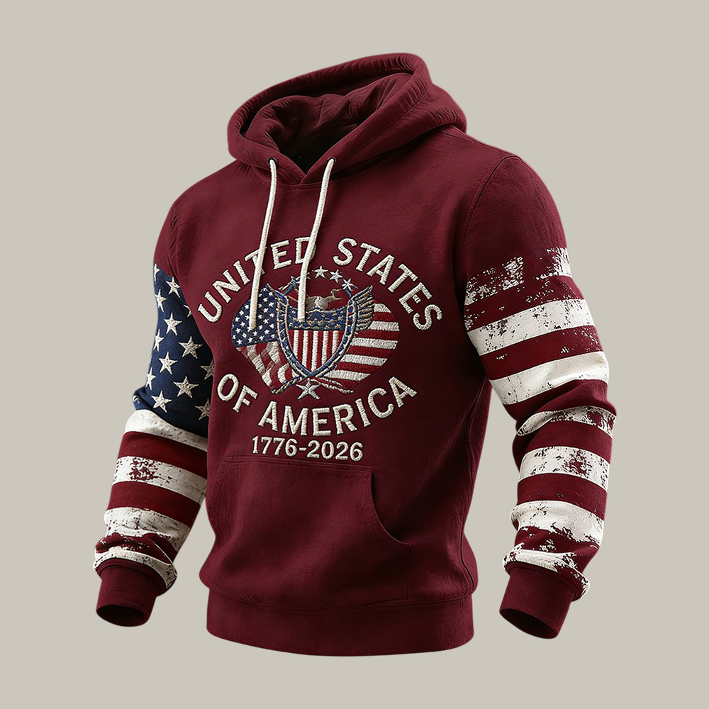 Retro American 250th Anniversary 1776 2026 Hoodie Patriotic American Flag Apparel 4th Of July Gift