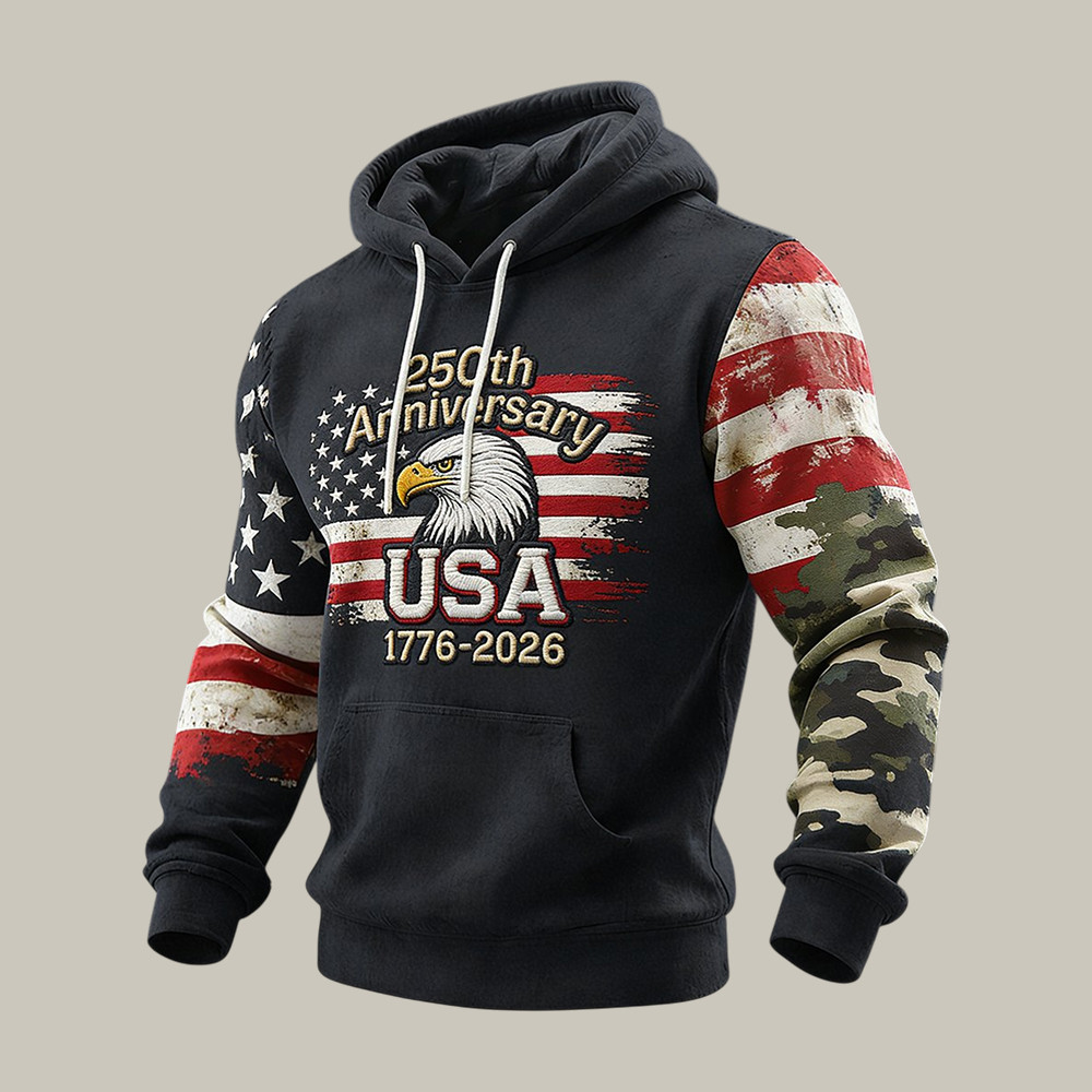Retro American 250th Anniversary 1776 2026 Patriotic Eagle Hoodie 4th Of July Outfit Ideas