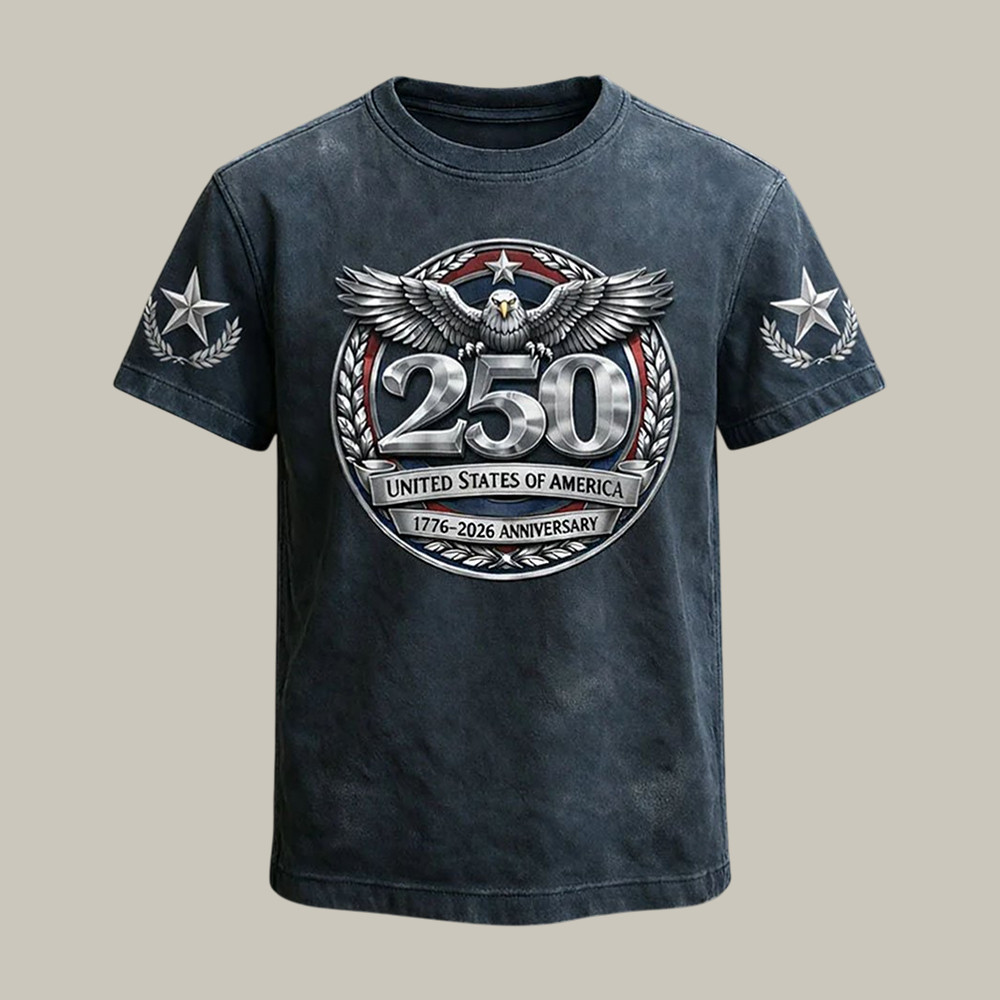 Retro American 250th Anniversary 1776 2026 T-Shirt American Eagle Shirt Patriotic Husband Gift Ideas