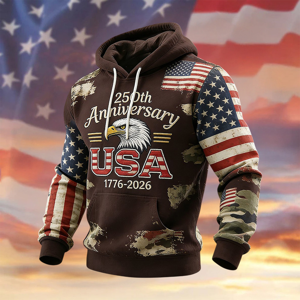 Retro American 250th Anniversary Eagle Hoodie 1776 2026 Merch Independence Day Present