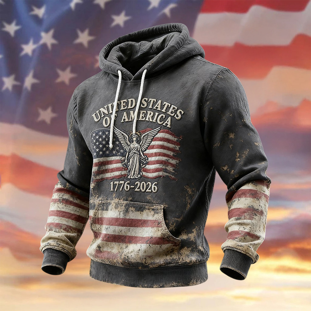 Retro American 250th Anniversary Hoodie 1776 2026 Clothing Patriotic Gift For Him
