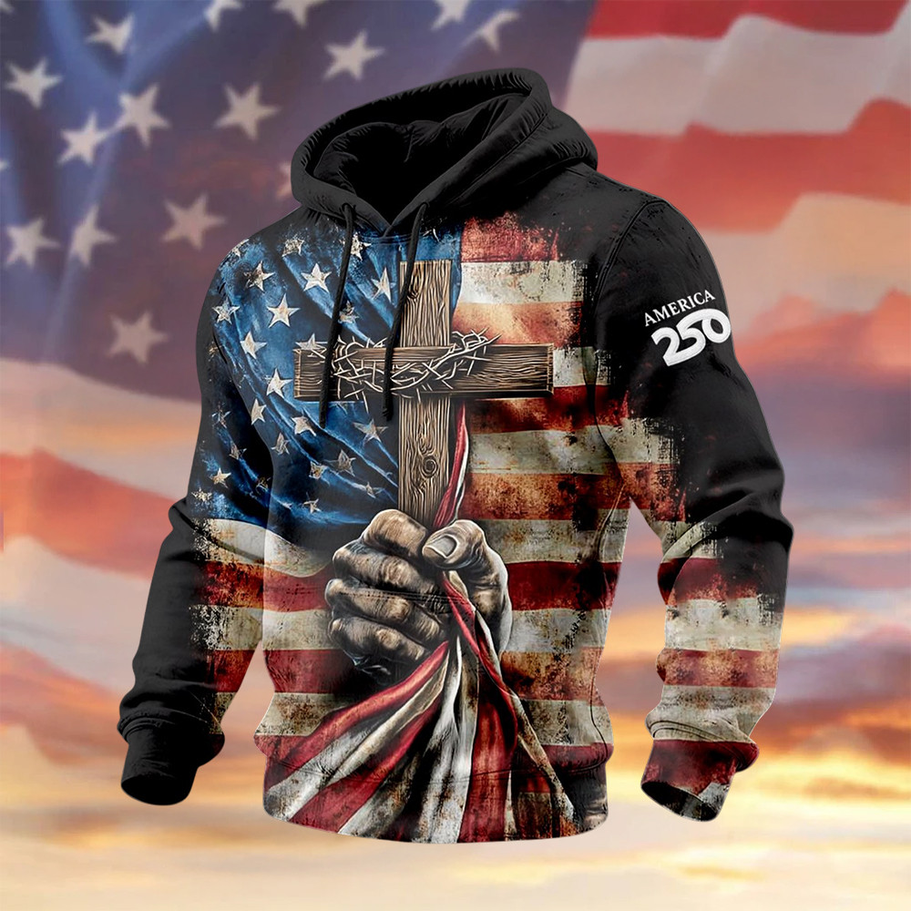 Retro American 250th Anniversary Hoodie 4Th Of July Apparel Gift Idea For Patriots