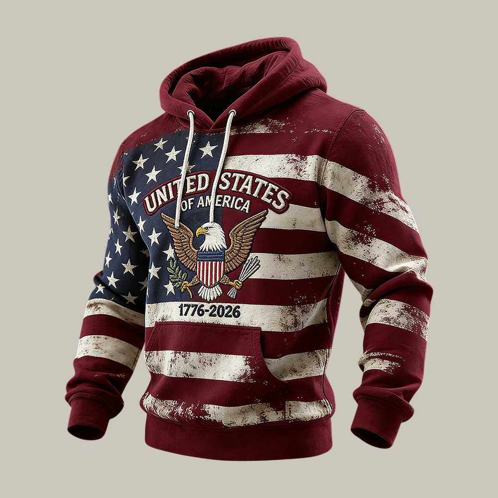 Retro American 250th Anniversary Hoodie 4th Of July Attire 1776 2026 Merch