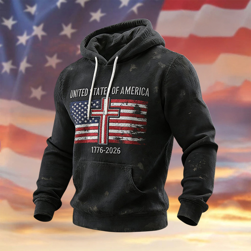 Retro American 250th Anniversary Hoodie 4Th Of July Outfits Present For Patriots