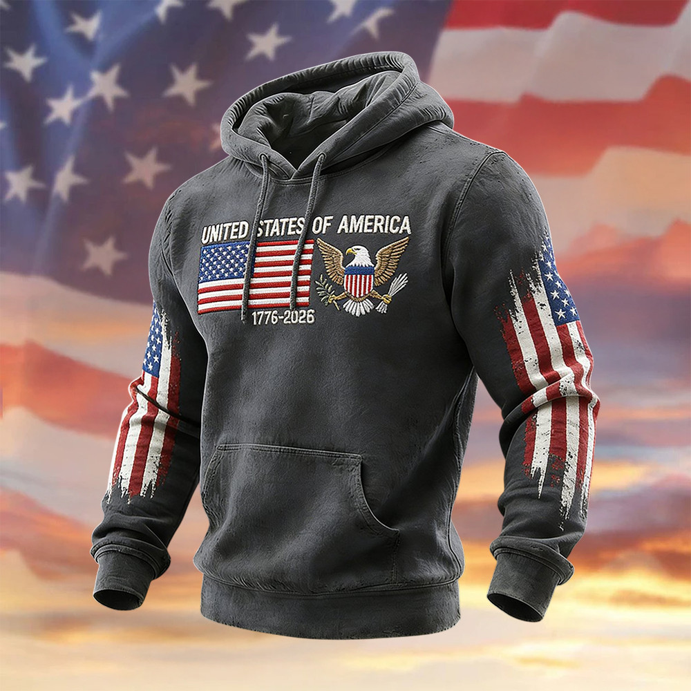 Retro American 250th Anniversary Hoodie Independence Day 2026 Apparel Gift For 4Th Of July