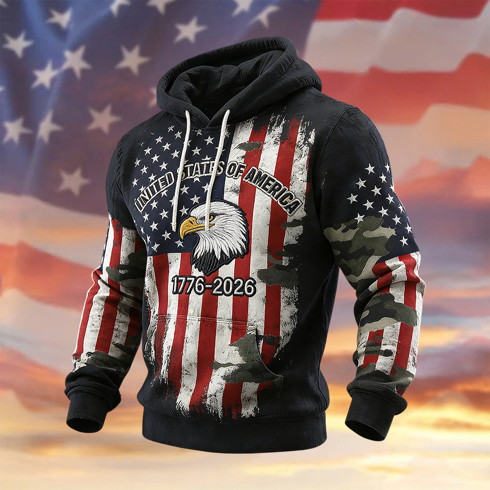 Retro American 250th Anniversary Hoodie Independence Day Apparel 4th Of July