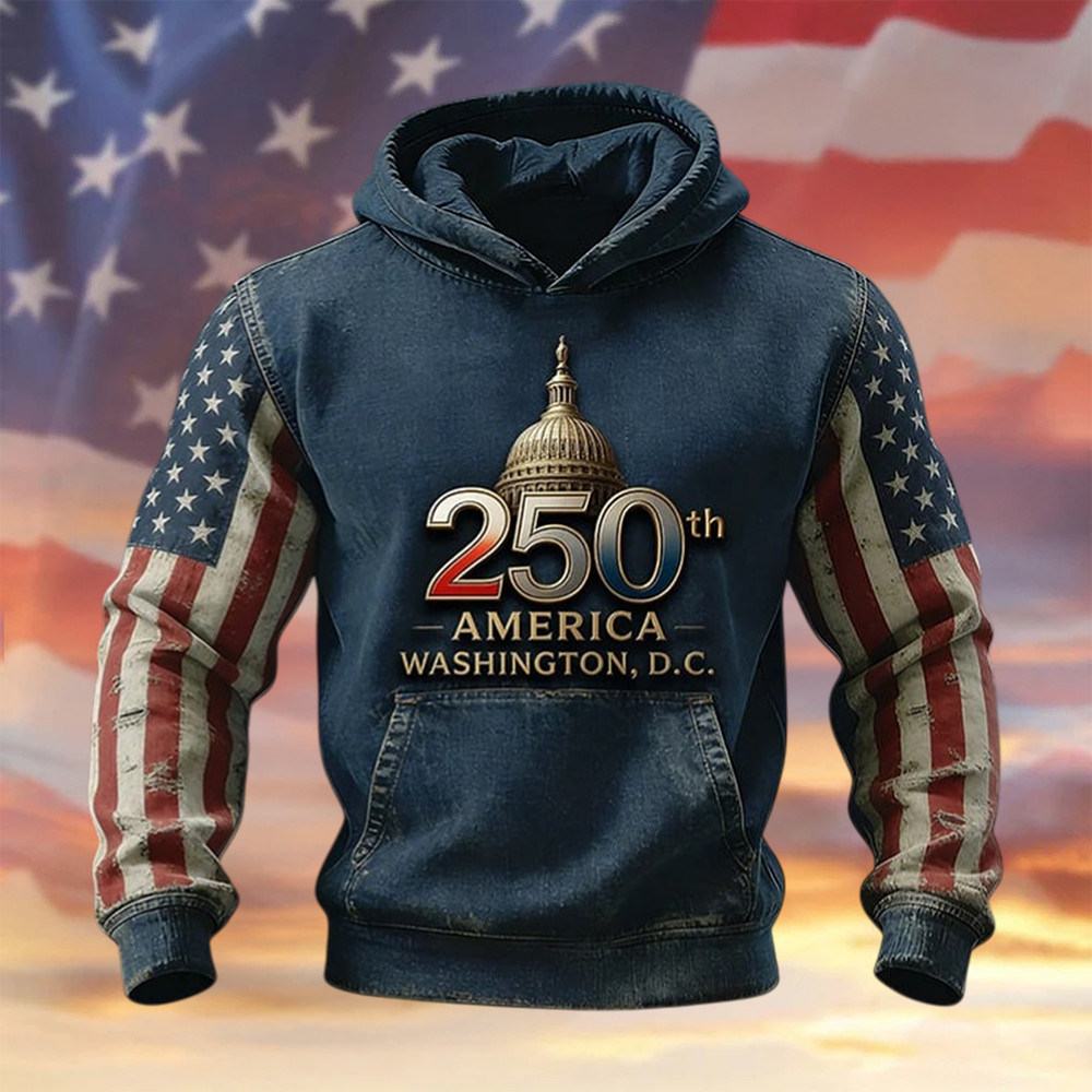 Retro American 250th Anniversary Hoodie Independence Day Apparel Gift For Him