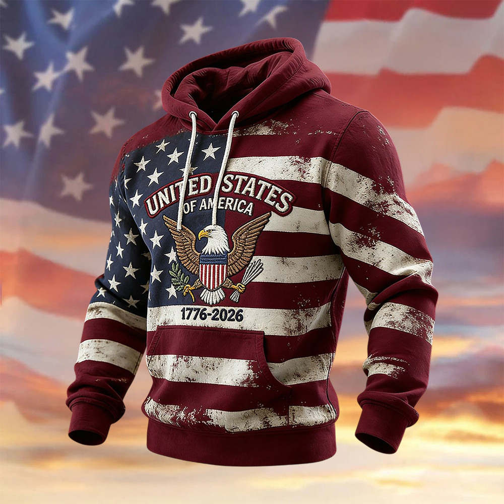 Retro American 250th Anniversary Hoodie Independence Day Hooded Sweatshirt