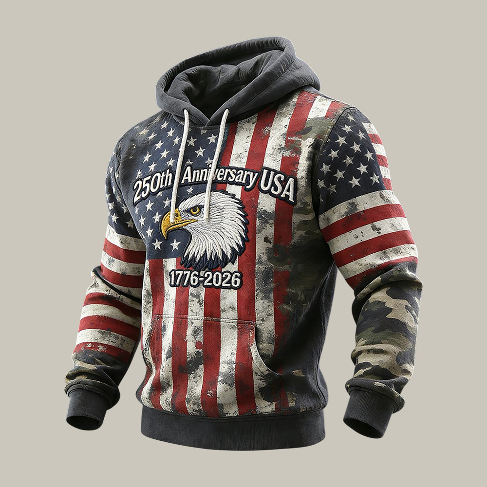 Retro American 250th Anniversary Hoodie Patriotic Apparel July 4 Gift For Father