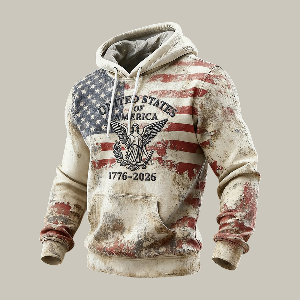 Retro American 250th Anniversary Hoodie Statue Of Liberty Apparel Patriotic Gift For Men