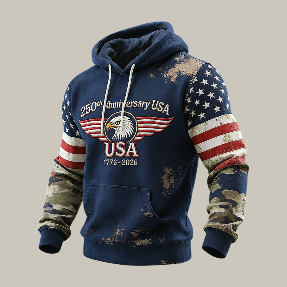 Retro American 250th Anniversary Patriotic Eagle Hoodie July 4 Outfits Independence Day Gift