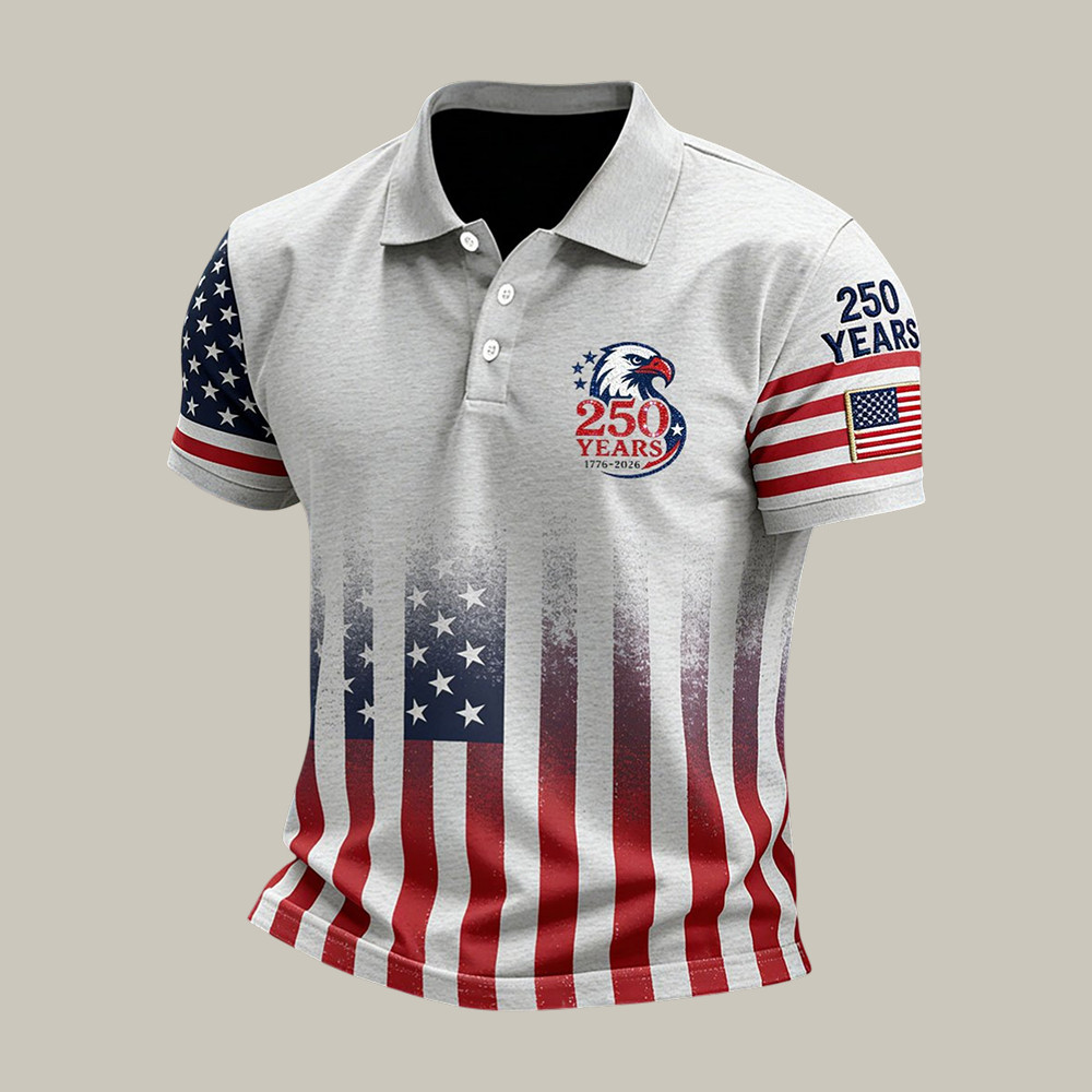 Retro American 250th Anniversary Polo Shirt Independence Day 2026 Shirt