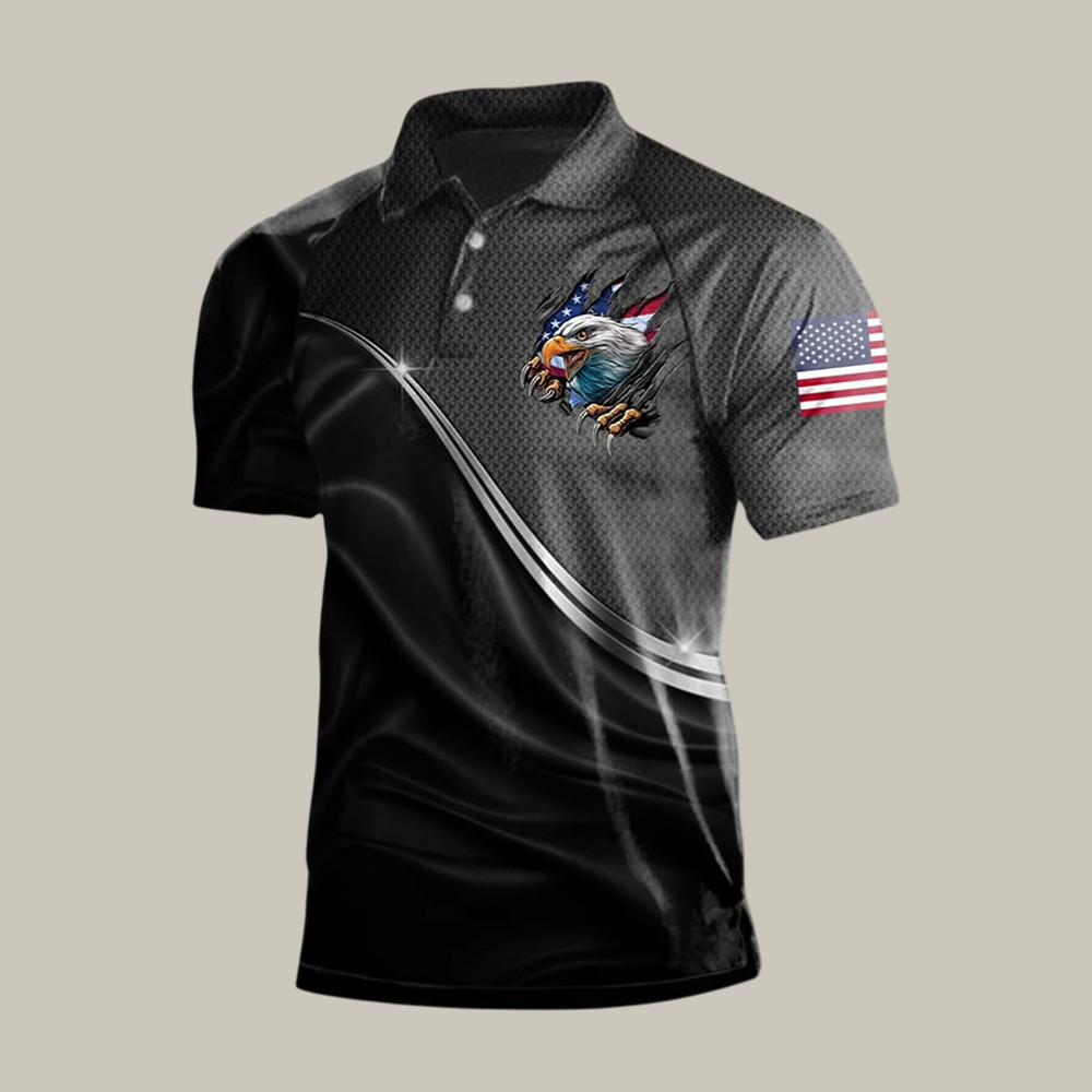 Retro American Flag Patriotic Eagle Polo Shirt July 4 Clothes Best Gift For Patriots