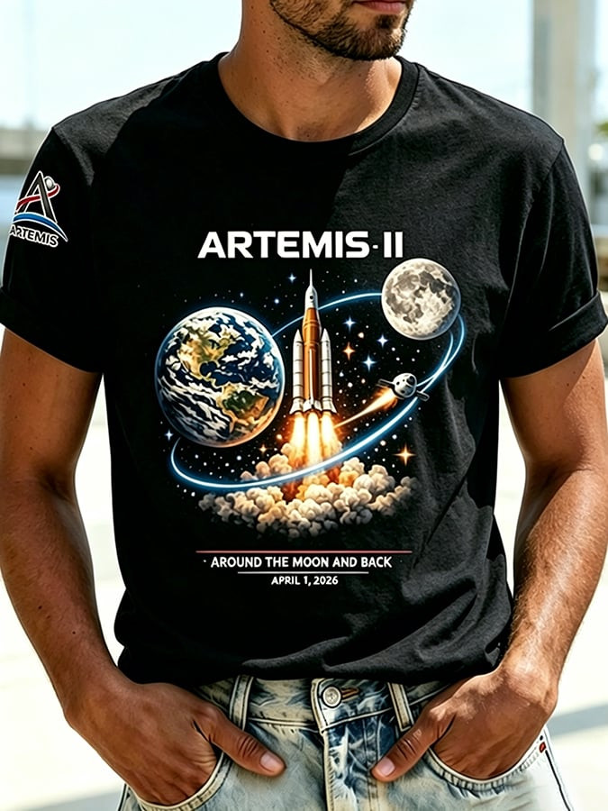 Retro Artemis II 2026 Around The Moon And Back T-Shirt NASA Moon Mission 2026 Clothes Gift For Him