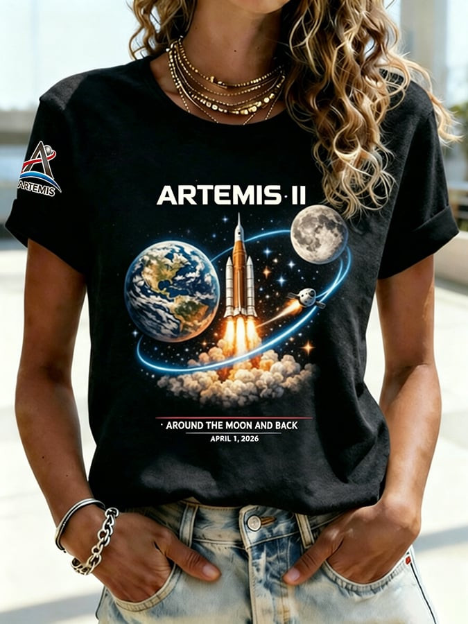 Retro Artemis II 2026 Rocket Launch T-Shirt Artemis 2 Mission Shirt Astronomy Fan Gift