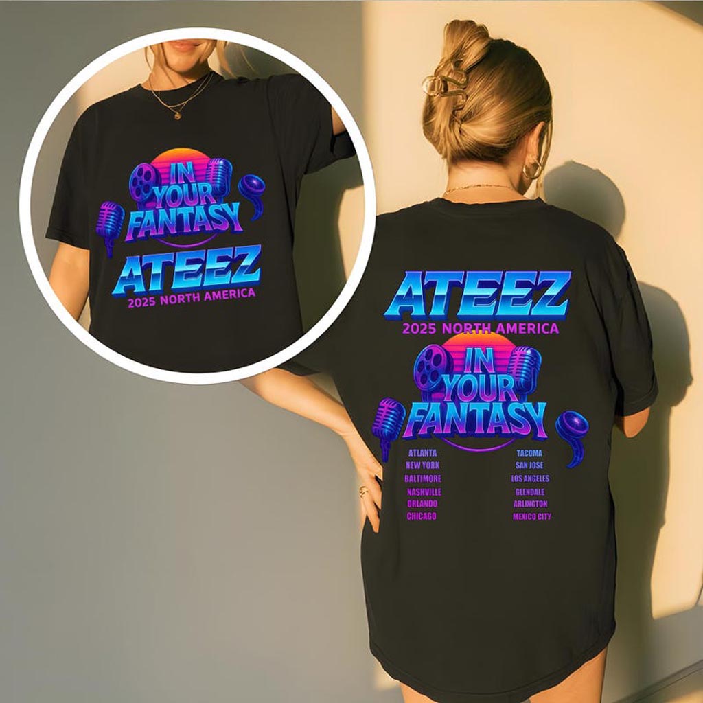 Retro Ateez 2025 World Tour In Your Fantasy Shirt Ateez World Tour 2025 in North America Tee Retro Ateez 2025 World Tour In Your Fantasy Shirt Ateez World Tour 2025 in North America Tee