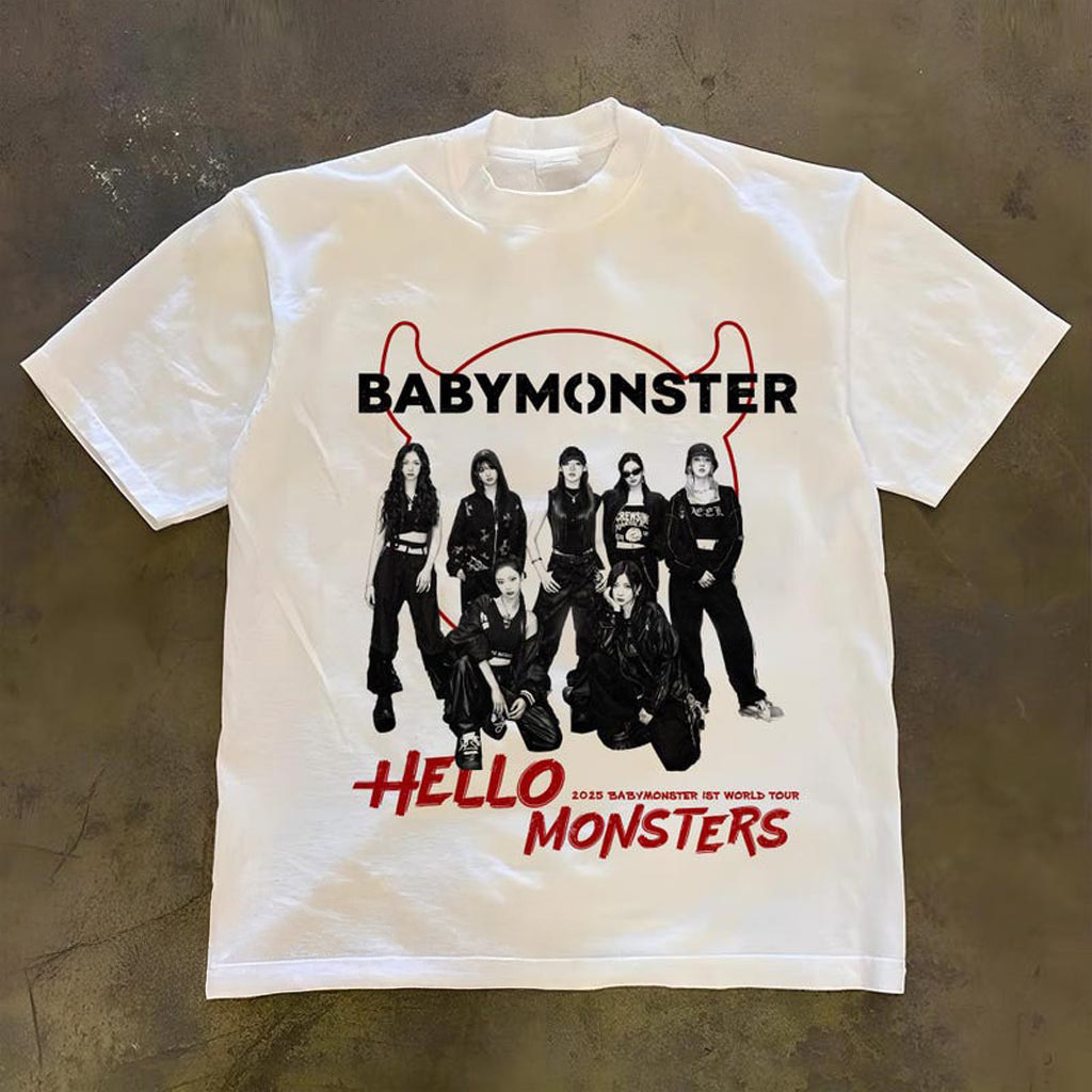 Retro Babymonster Shirt Hello Monsters World Tour Merch 2025 Babymonster 1st World Tour