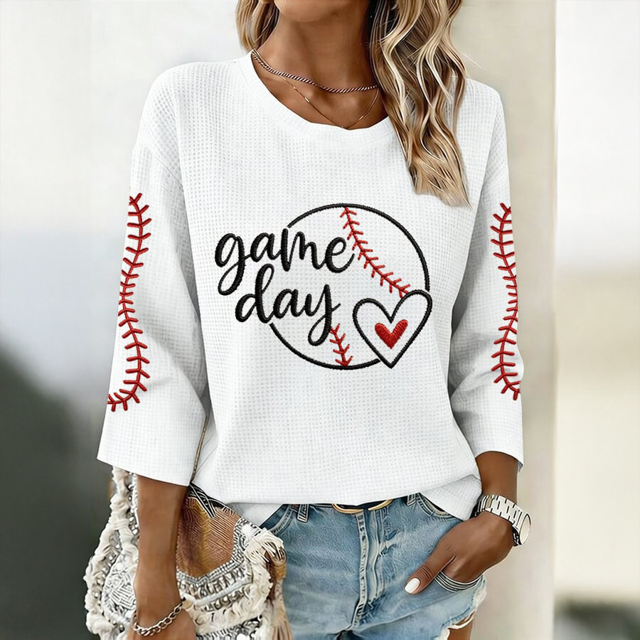 Retro Baseball Game Day V-Neck Raglan Sleeve Shirts Baseball Graphic Apparel Present Ideas For Girlfriend
