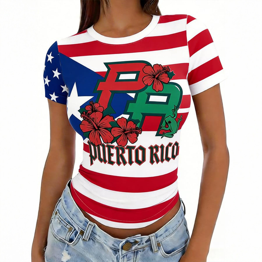 Retro Baseball Puerto Rico Pride T-Shirt Puerto Rico Flag Graphic Tee Gift For Her