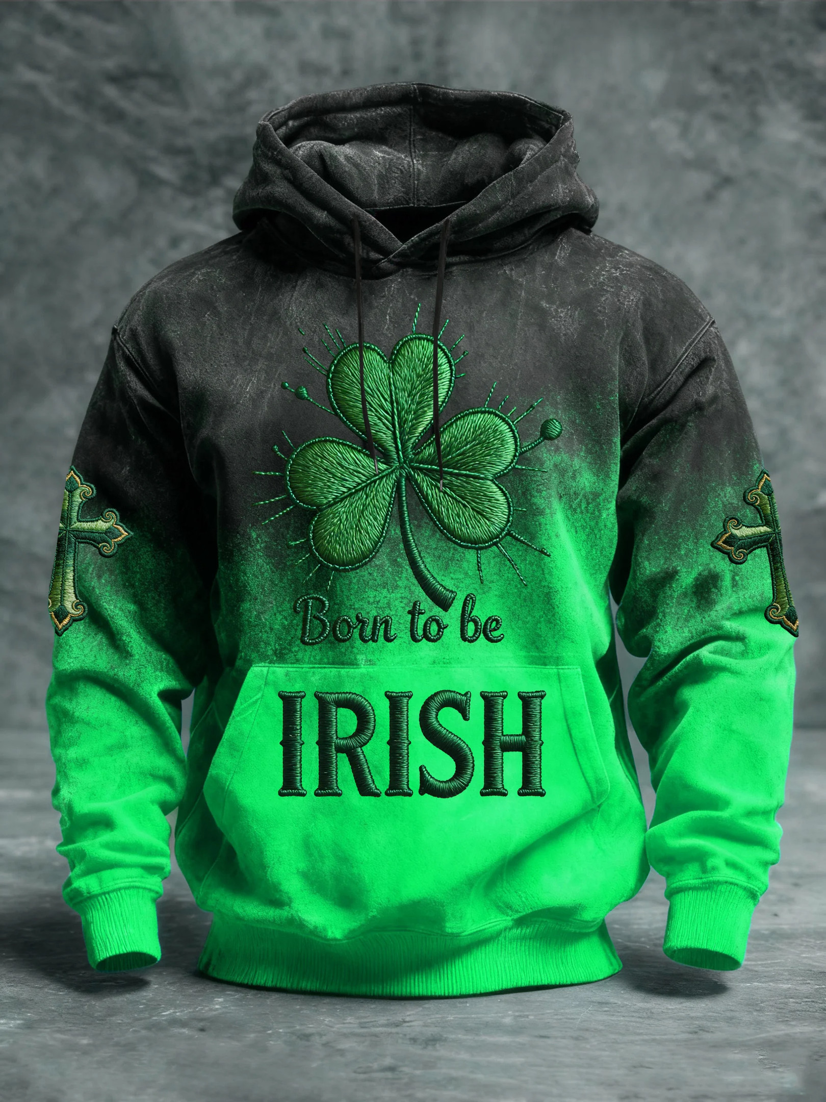 Retro Born To Be Irish Shamrock Hoodie St Patrick's Day Outfit St Patty's Gift For Irish