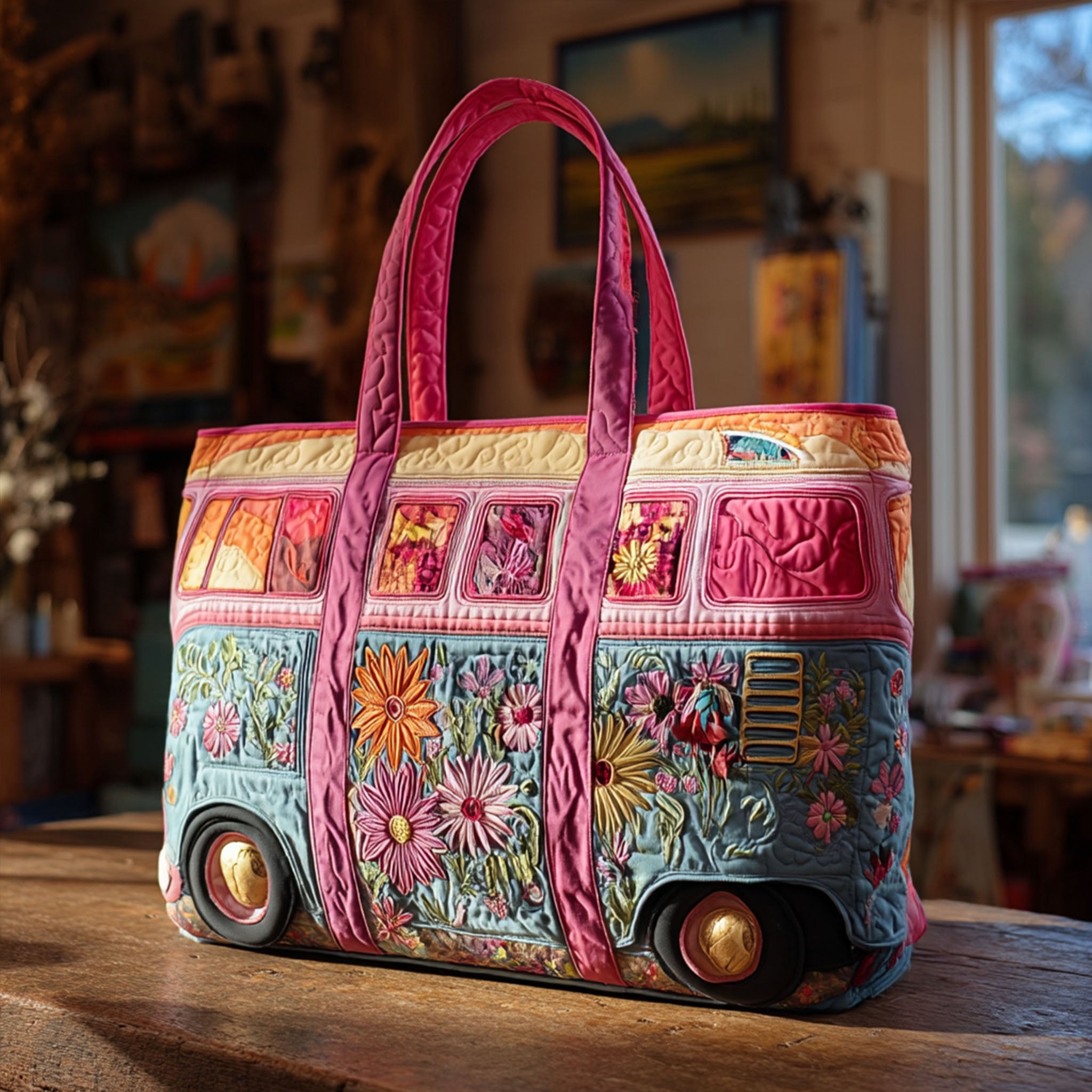 Retro Breeze Quilted Tote Bag Funny Christmas Gifts