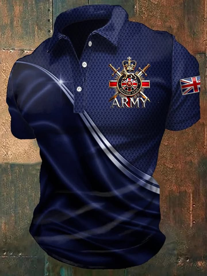 Retro British Army Polo Shirt England Military Veteran Clothing Gift For Men