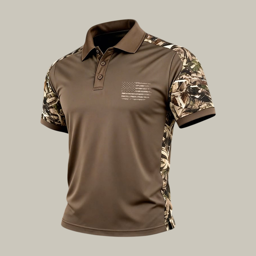 Retro Camouflage Patriotic Polo Shirt American Flag Apparel Present Idea For Husband