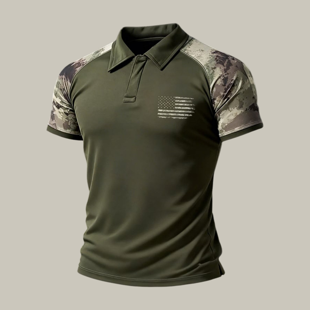 Retro Camouflage Patriotic Polo Shirt American Flag Graphic Tee Unique Gift For Patriotic Husband