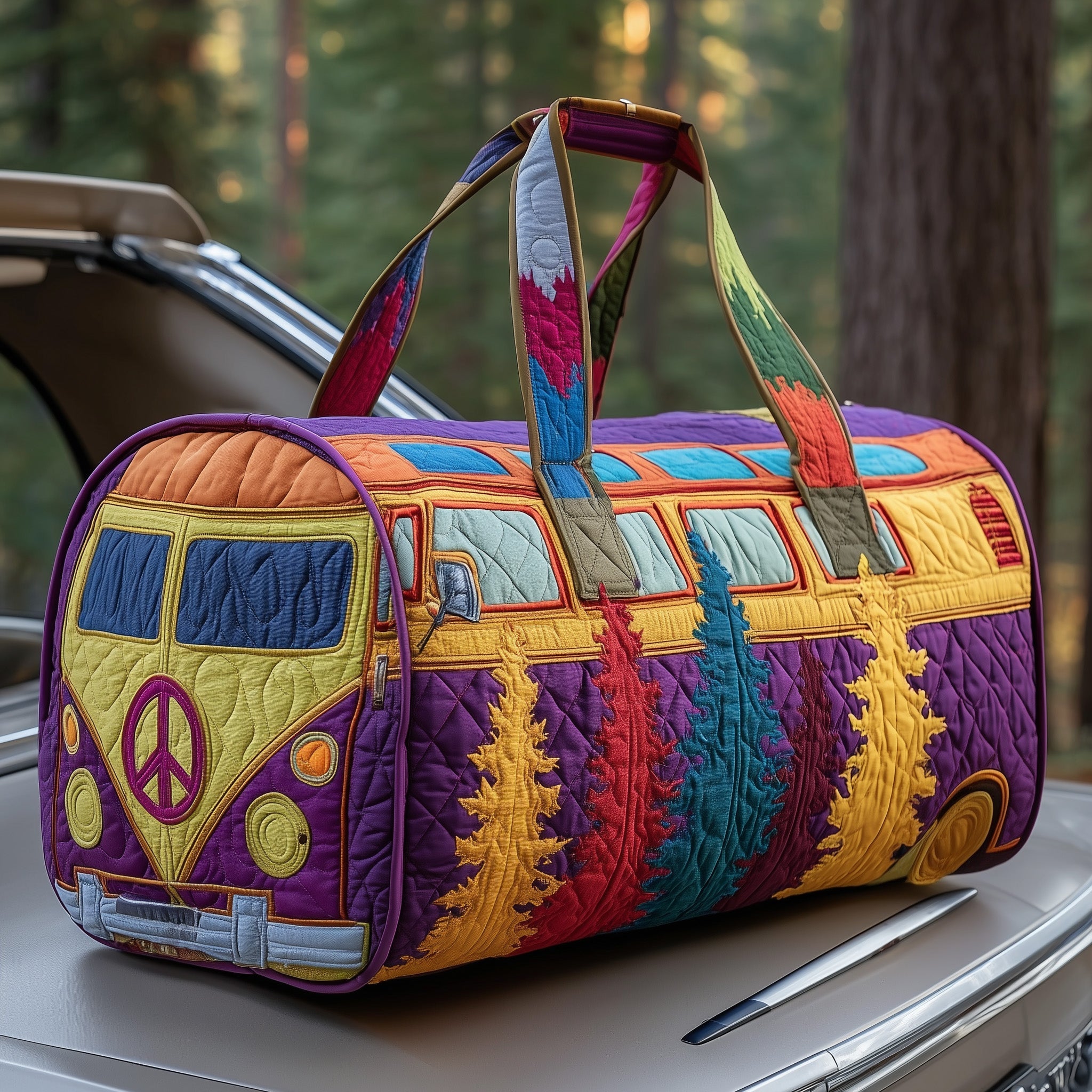 Retro Camper Quilted Duffle Bag Anniversary Gift Idea