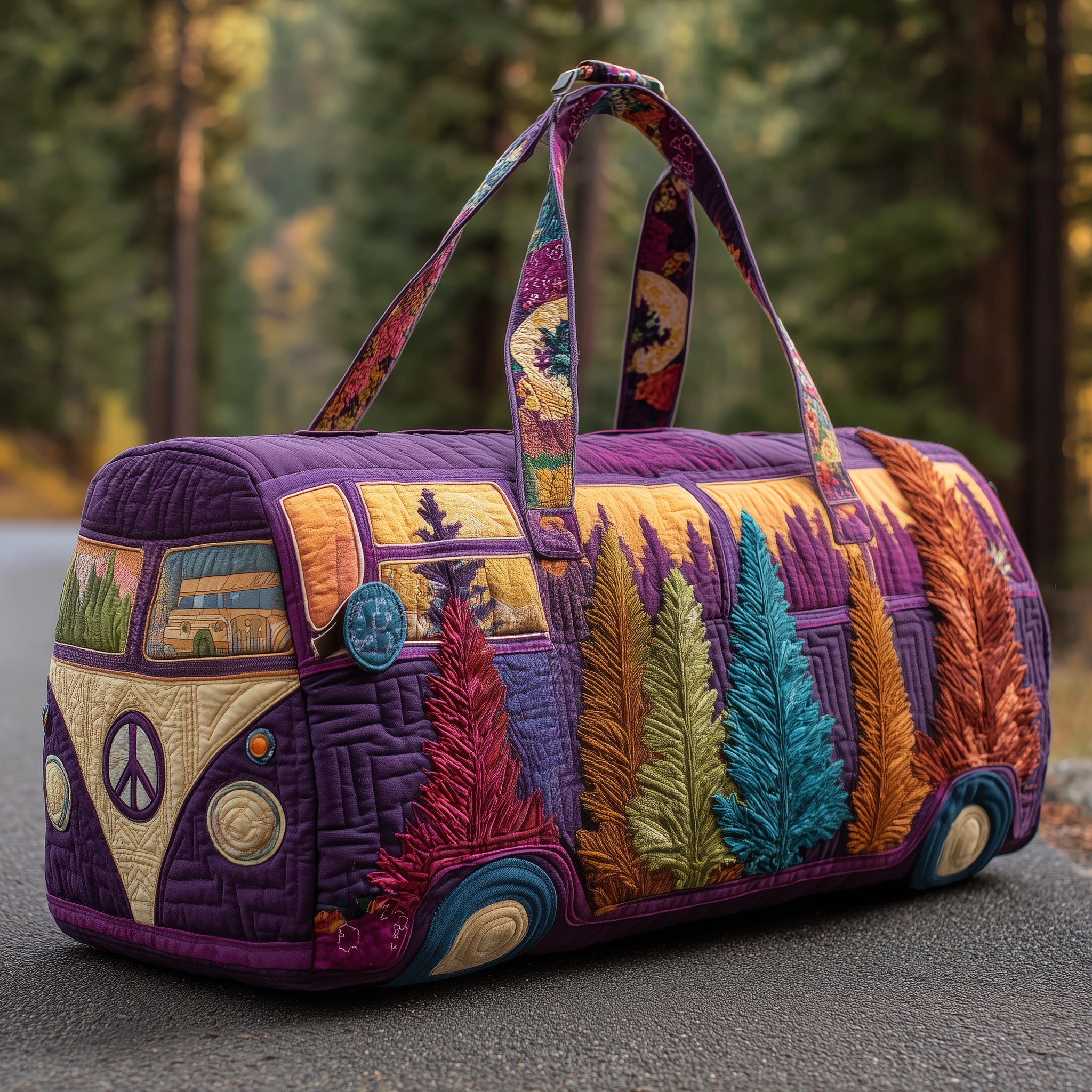 Retro Camper Quilted Duffle Bag Birthday Gift Idea