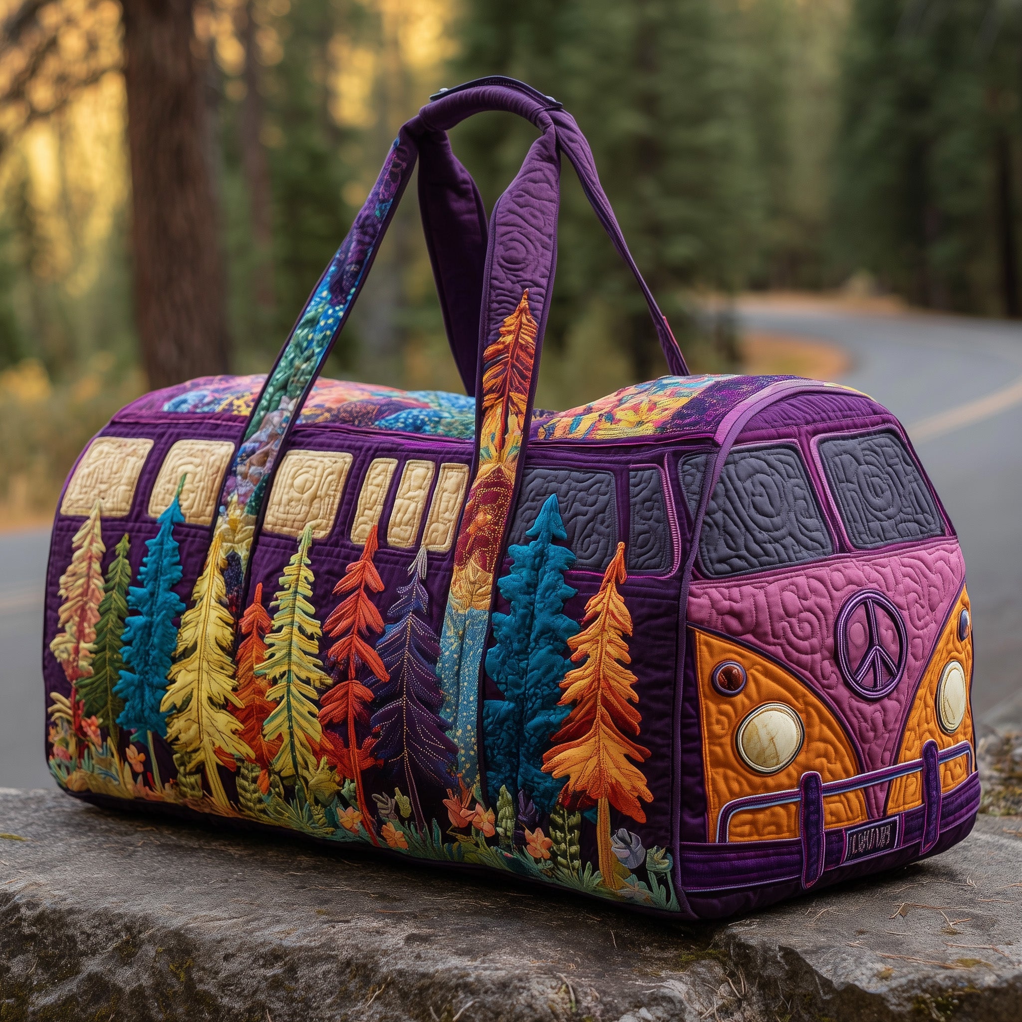 Retro Camper Quilted Duffle Bag Fall Gift Choice