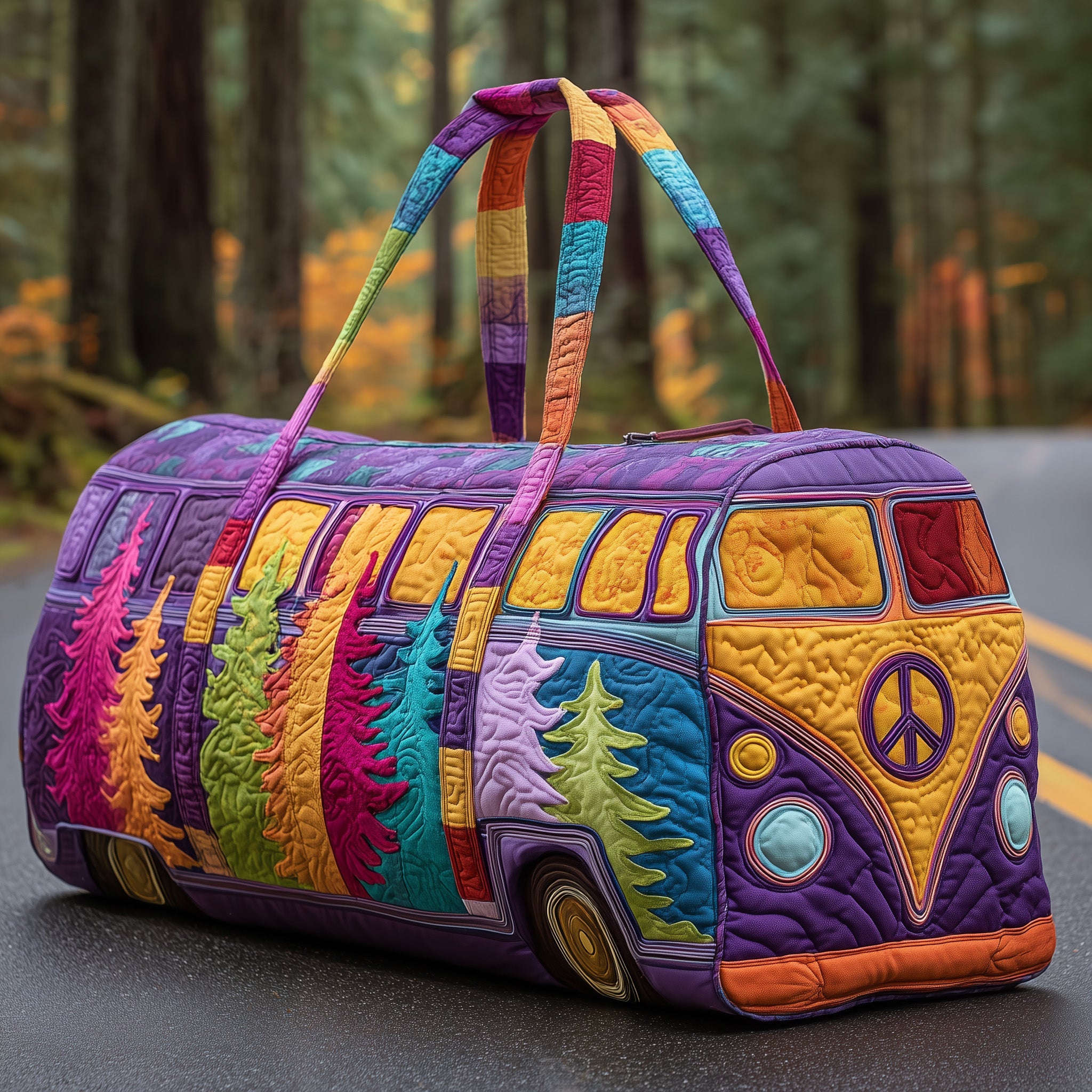 Retro Camper Quilted Duffle Bag Summer Vacation Essential