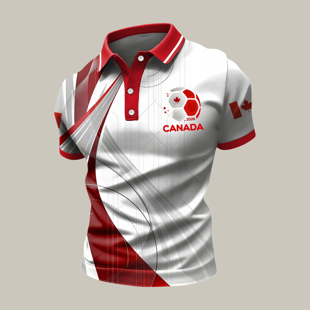 Retro Canada Soccer Art Polo Shirt 2026 World Cup Clothes Soccer Dad Gift