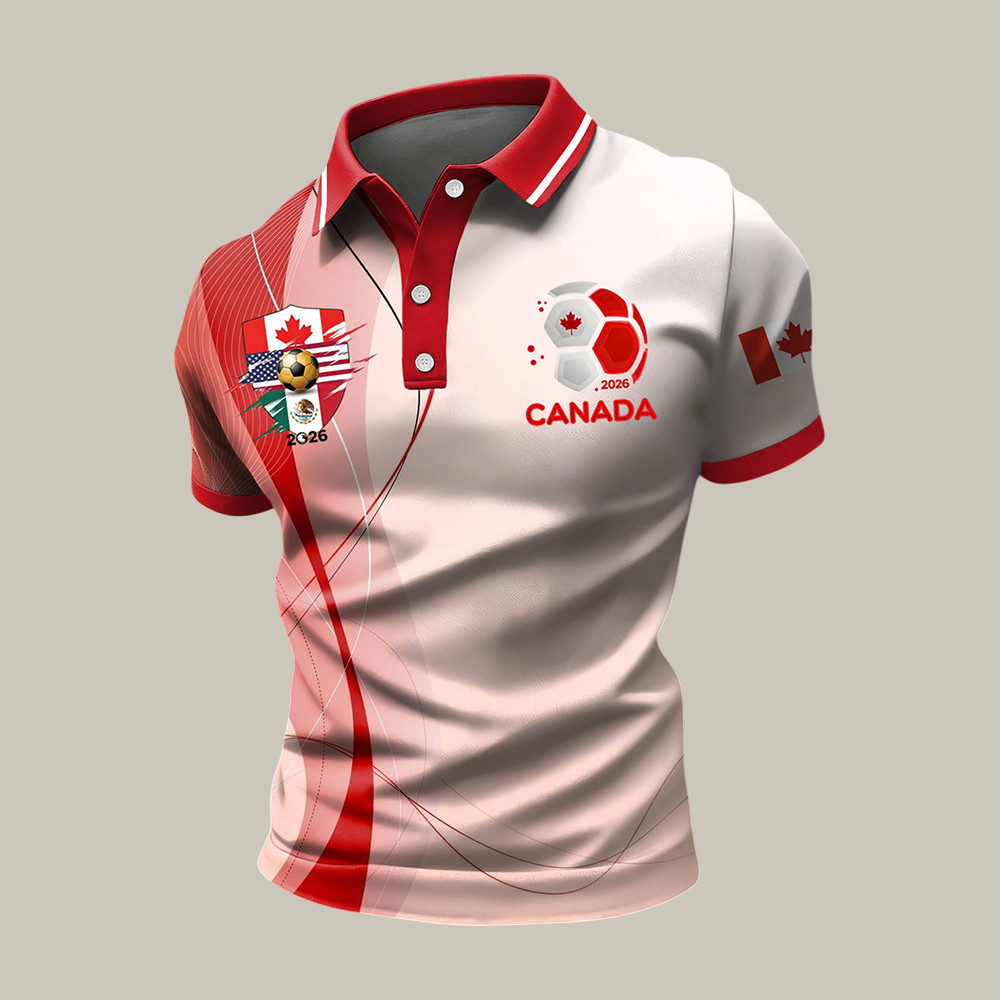 Retro Canada Soccer Championship Art Polo Shirt FIFA World Cup Shirt Gift For Him