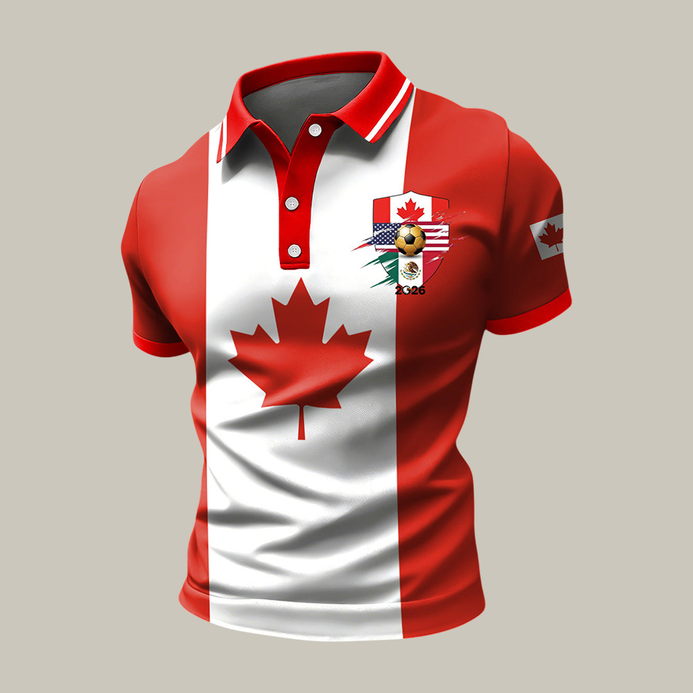 Retro Canada Soccer Championship Flag Polo Shirt 2026 World Cup Clothes Gift For Dad