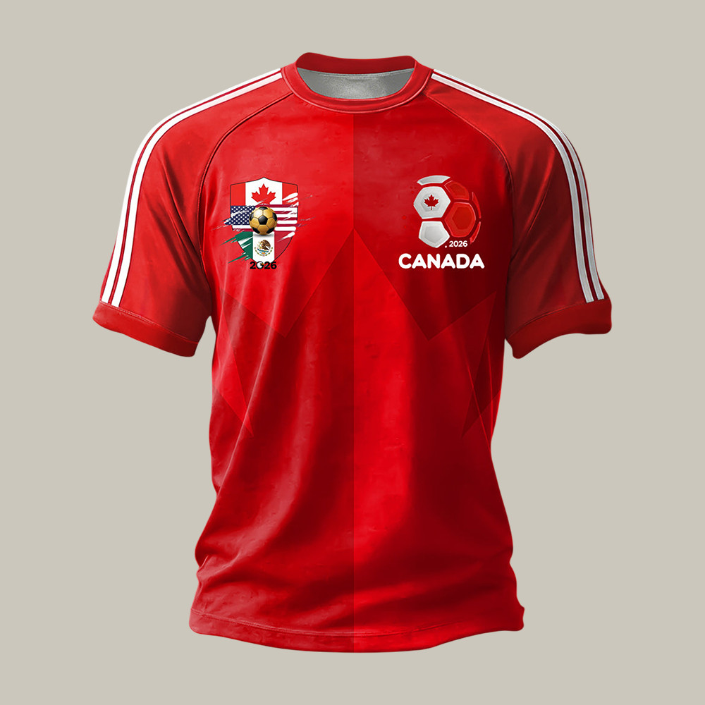Retro Canada Soccer Maple Leaf Art T-Shirt Game Day FIFA World Cup 2026 Clothes Gift Idea