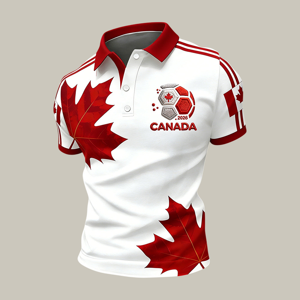 Retro Canada Soccer Maple Leaf Polo Shirt 2026 World Cup Clothes Unique Gift For Husband
