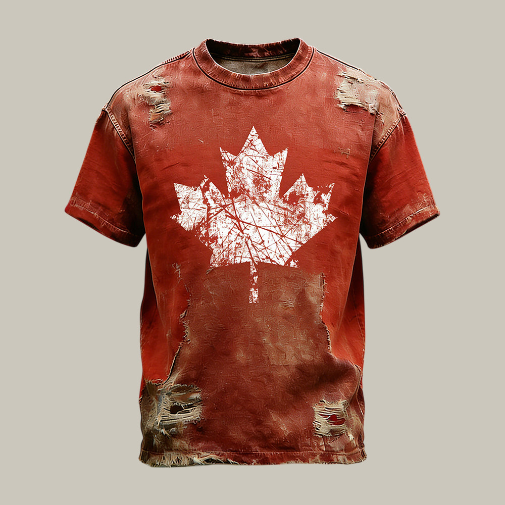 Retro Canadian Abstract Maple Leaf T-Shirt Canadian Pride Clothing Best Gift For Patriots