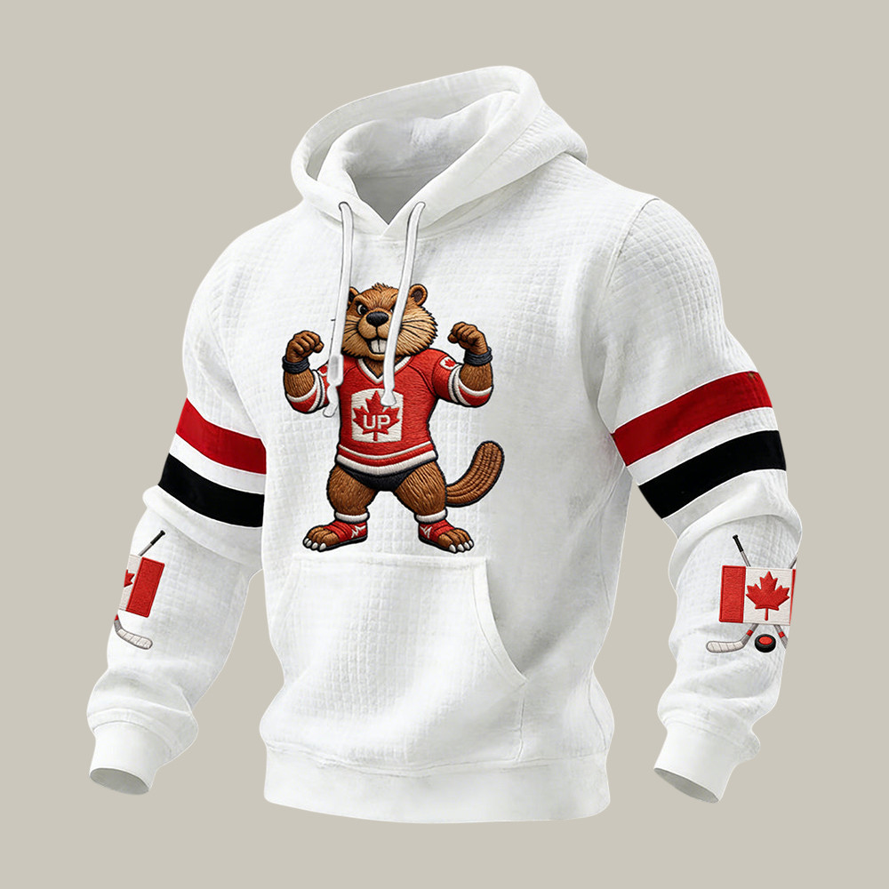 Retro Canadian Beaver Hockey Hoodie Canada Hockey Team Apparel Patriotic Canada Gift