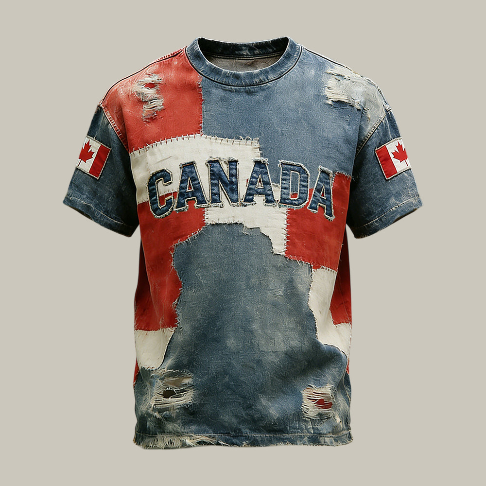 Retro Canadian Flag Vintage T-Shirt Canadian Pride Clothes Present Idea For Brothers