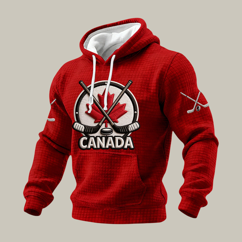Retro Canadian Hockey Maple Leaf Hoodie Game Day Hockey Apparel 2026 Winter Olympic Gear