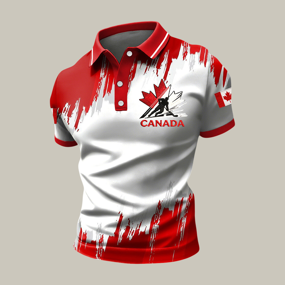Retro Canadian Hockey Polo Shirt Milano Cortina 2026 Winter Olympic Clothes Fan Gear