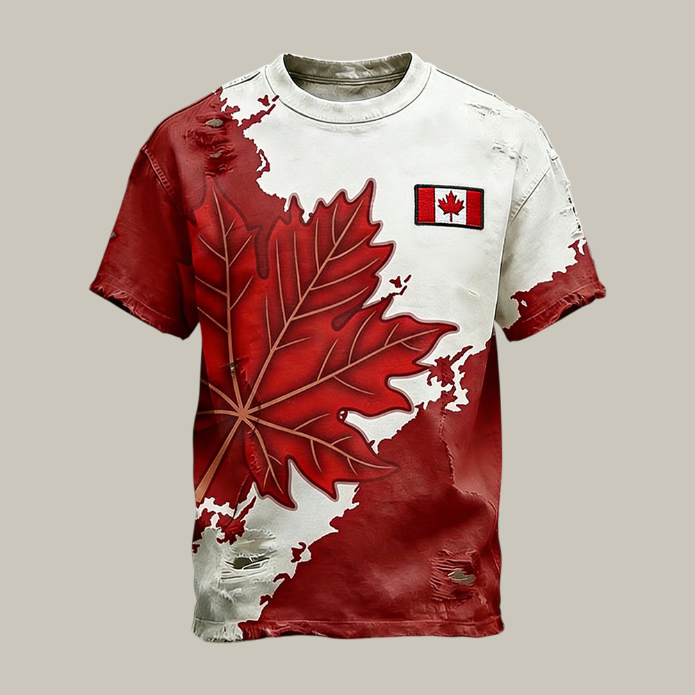 Retro Canadian Maple Leaf Art T-Shirt Canadian Pride Apparel Present Idea For Brothers