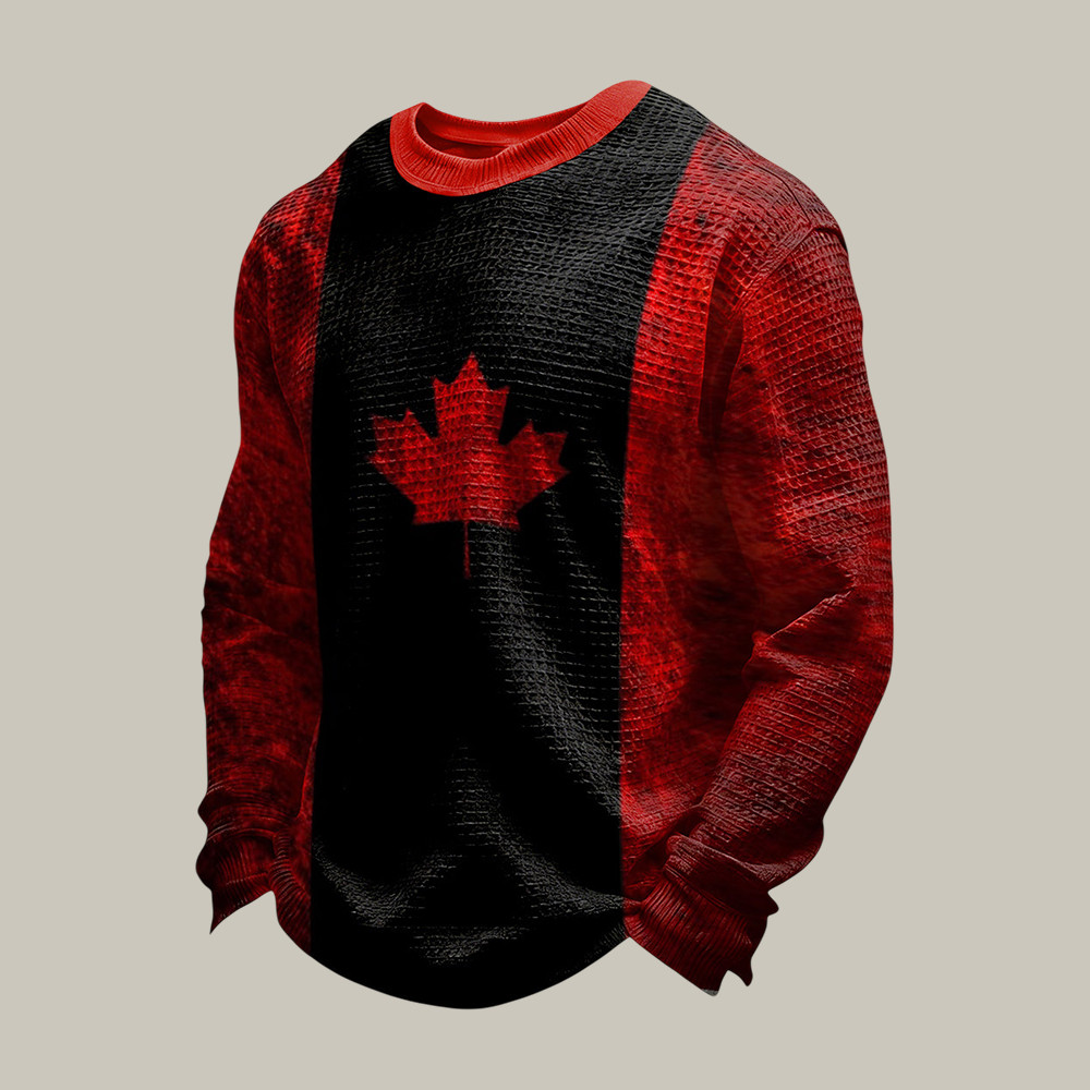 Retro Canadian Maple Leaf Long Sleeve Shirt Canadian Pride Apparel Present For Him