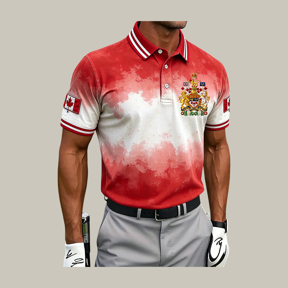 Retro Canadian Patriotic Flag Polo Shirt Canadian Heritage Clothing Birthday Gift For Patriotic Dad