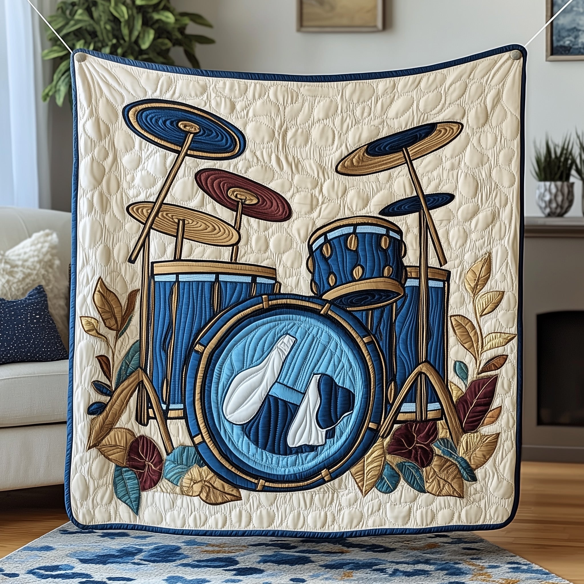 Retro Drum Set Quilted Blanket Sofa Throw BlanketPresents For Drummers  Xmas