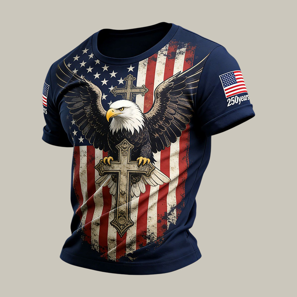 Retro Faith 250th Anniversary Of America Faith T-Shirt Patriotic Eagle Shirt Fourth Of July Gifts