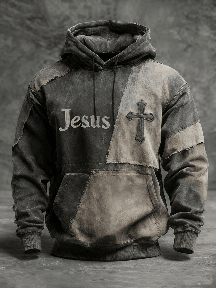 Retro Faith Cross Print Hoodie Saved By Grace Clothes Gift For Fathers